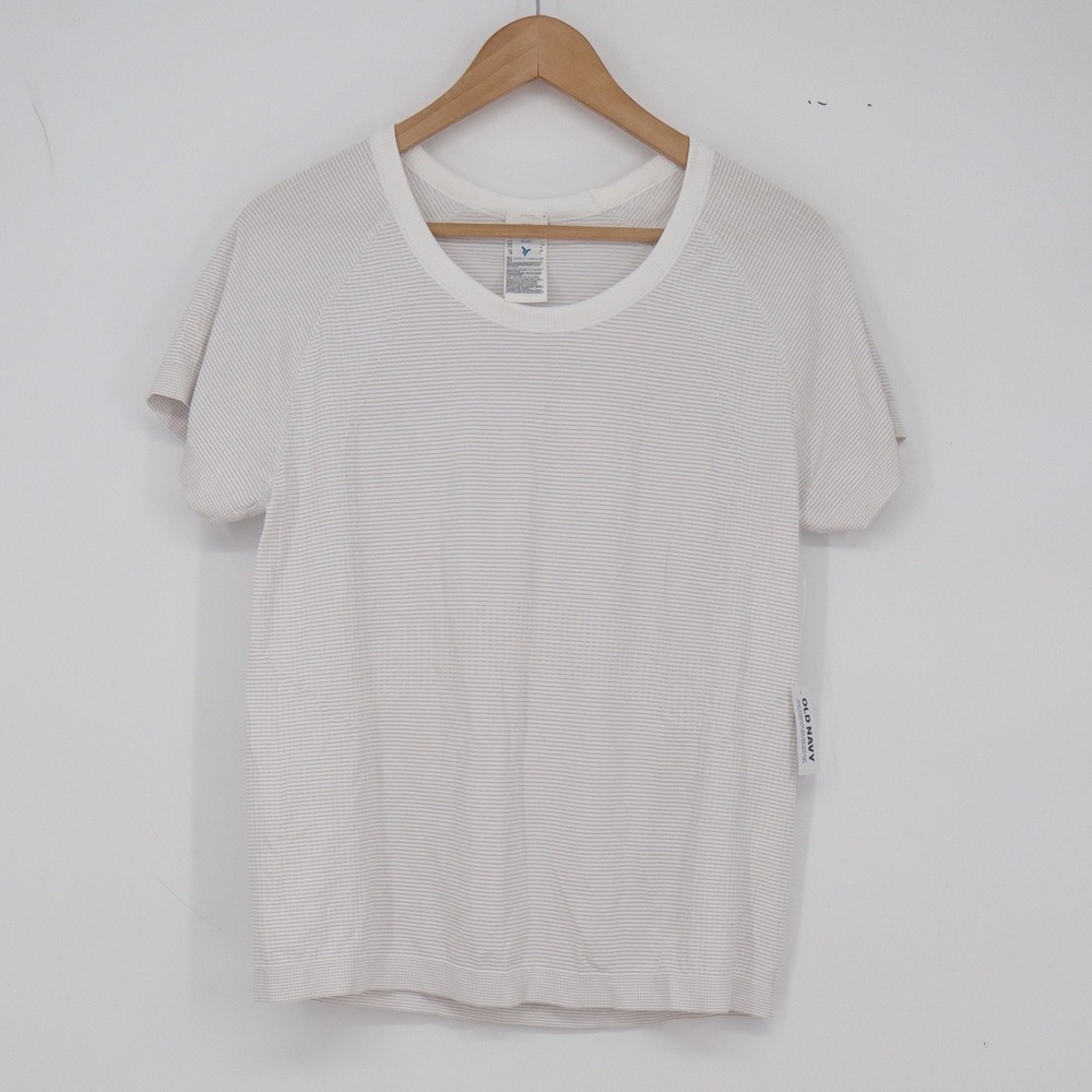 Old Navy T-Shirt Womens XL Fluid Seamless Go-Dry White Stripe Active NEW